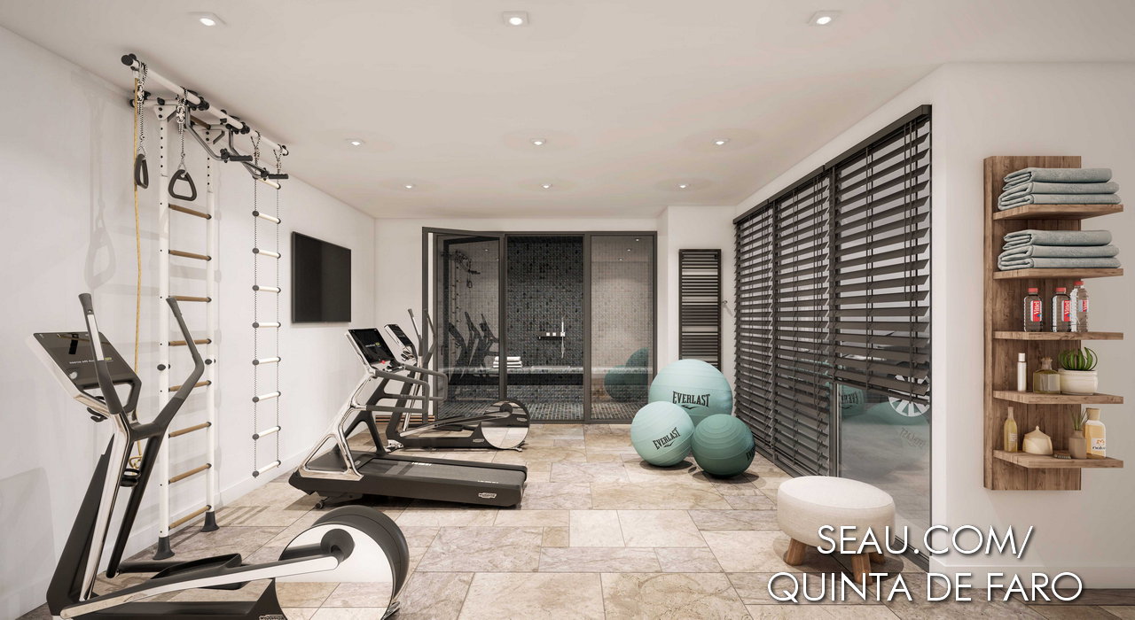 De kelderwoningen type C hebben een ruimte met een eigen fitnessruimte en sauna.