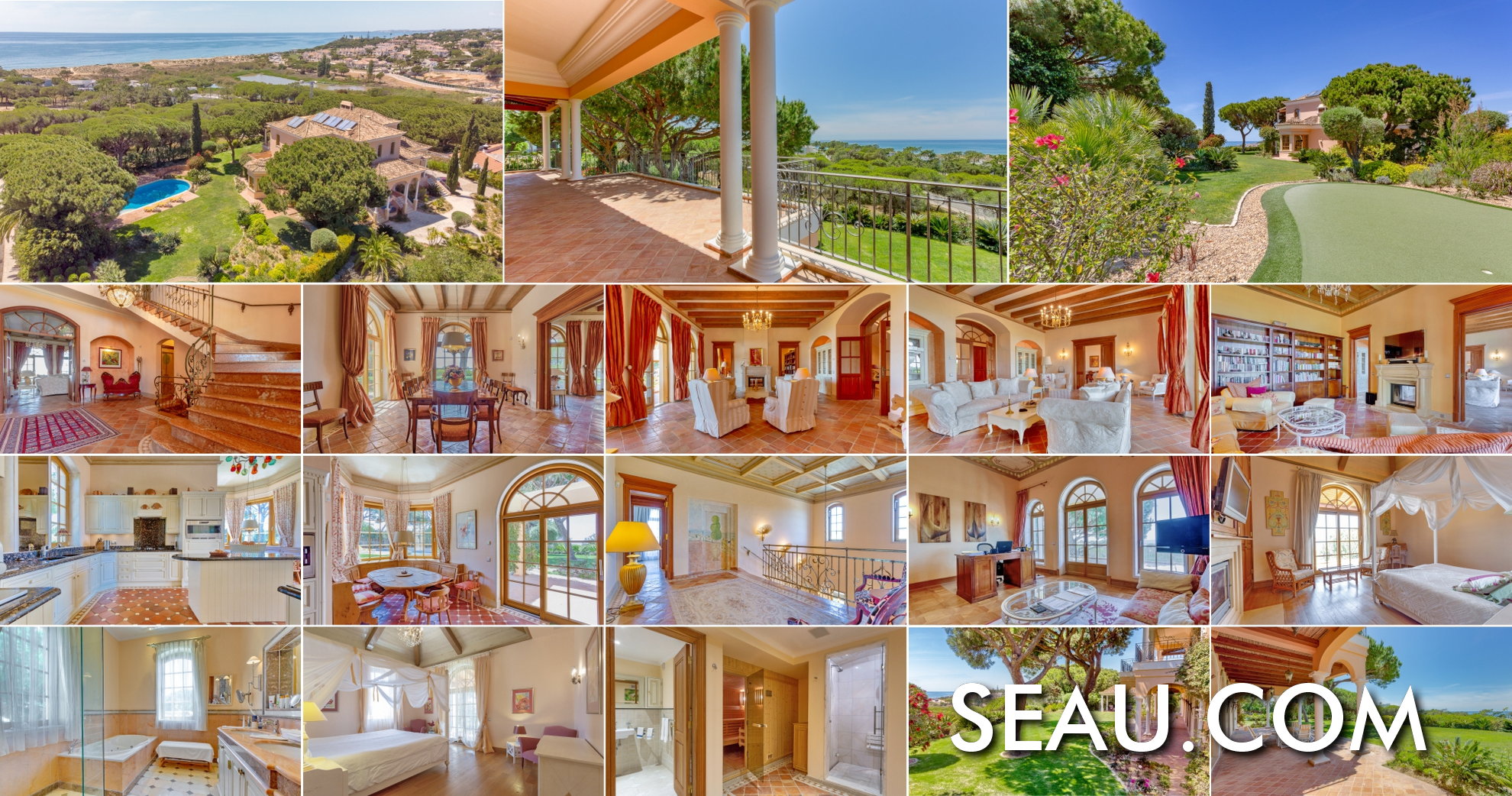 General view of luxury property with sea view for sale in Vale do Lobo