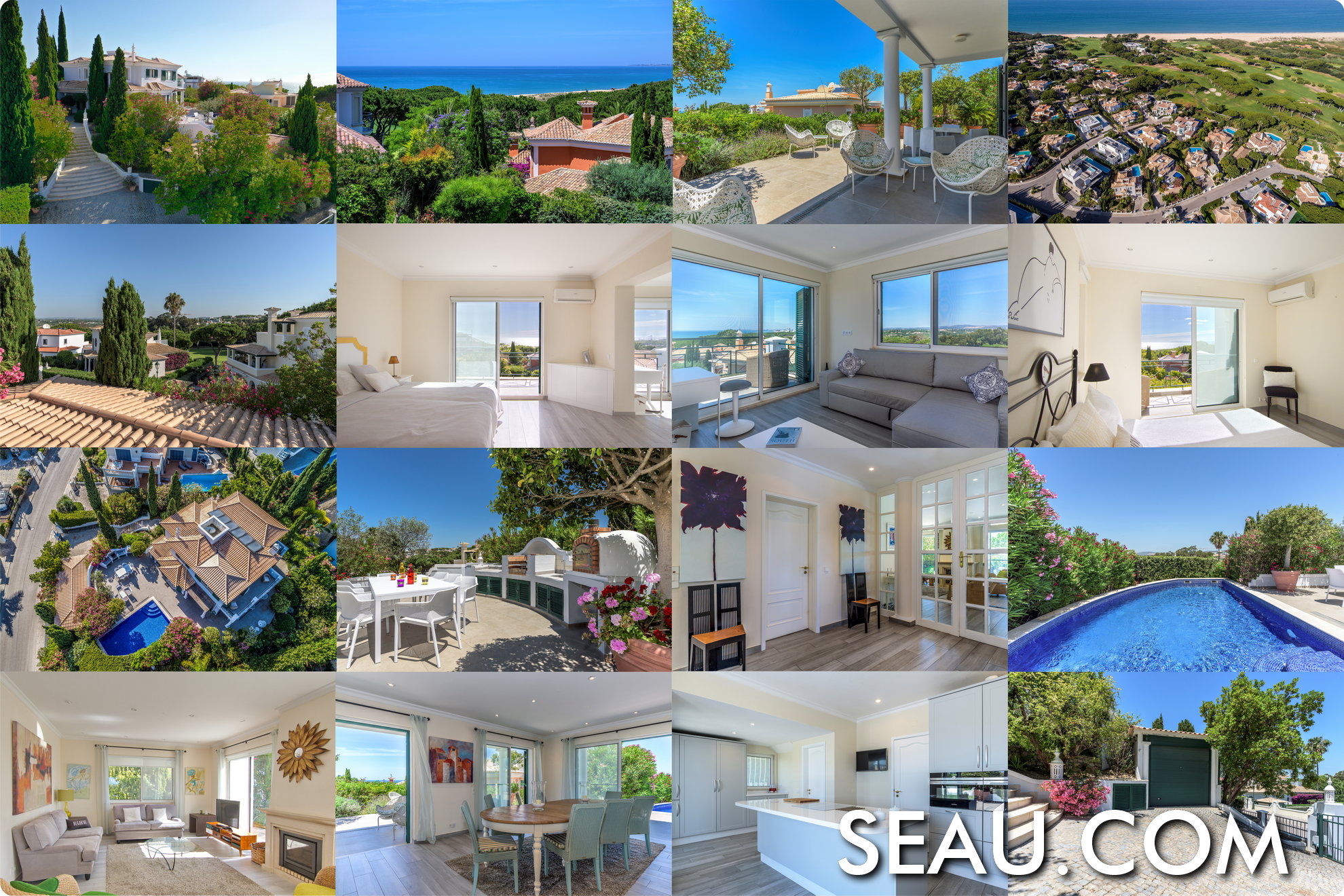 Overview of the property close to the beach with sea view for sale in Vale do Lobo